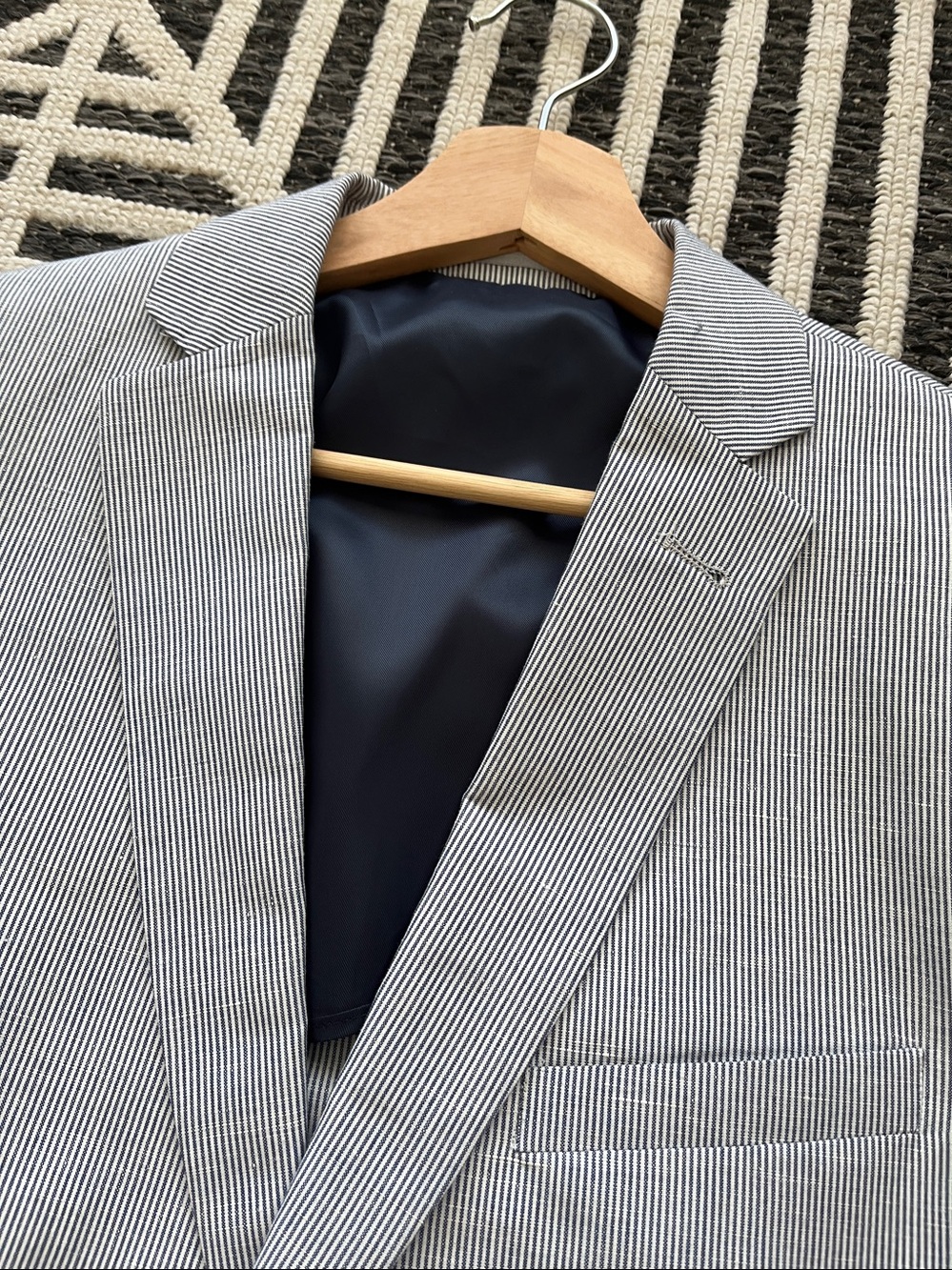 Frank & Oak Blue & Grey Pinstripe Men's Blazer
